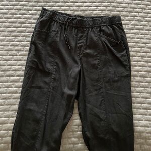 Old Navy | Women's Black Linen High Rise, Straight Taper Pants- Size L